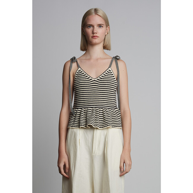 Mali Stripe Cami, Ivory/Black Stripe