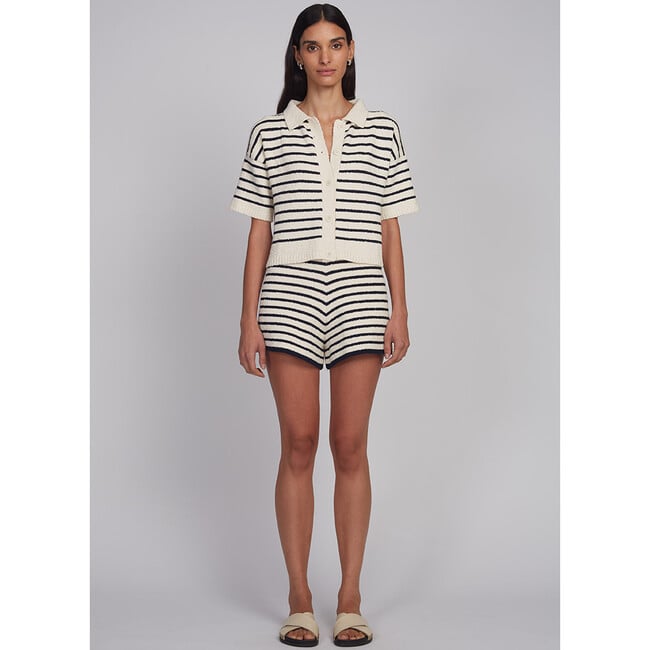 Romy Shirt Cardi, Ivory/Navy Stripe - Cardigans - 3