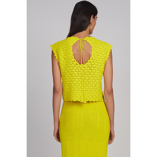 Zaria Crochet Top, Limone - Shirts - 5