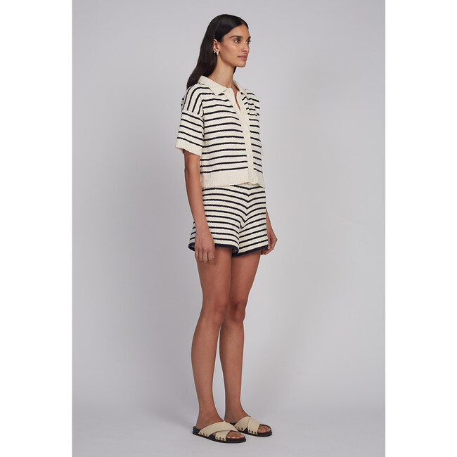 Romy Shirt Cardi, Ivory/Navy Stripe - Cardigans - 4