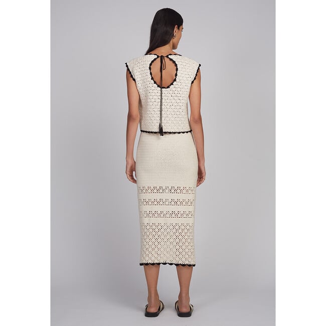 Zaria Crochet Top, Ivory w/Black Tipping - Shirts - 6