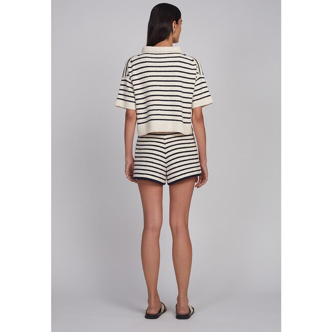 Romy Shirt Cardi, Ivory/Navy Stripe - Cardigans - 6