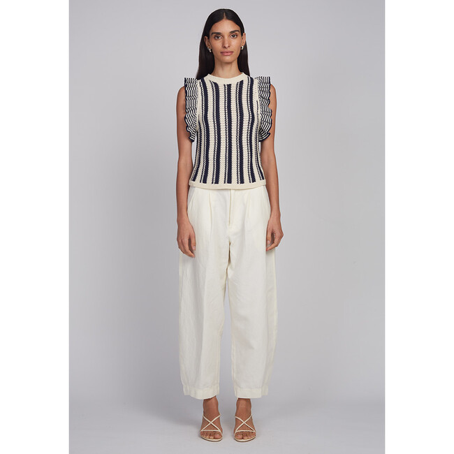 Maia Tank, Ivory/Navy Combo - Tank Tops - 3