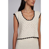 Zaria Crochet Top, Ivory w/Black Tipping - Shirts - 8 - thumbnail