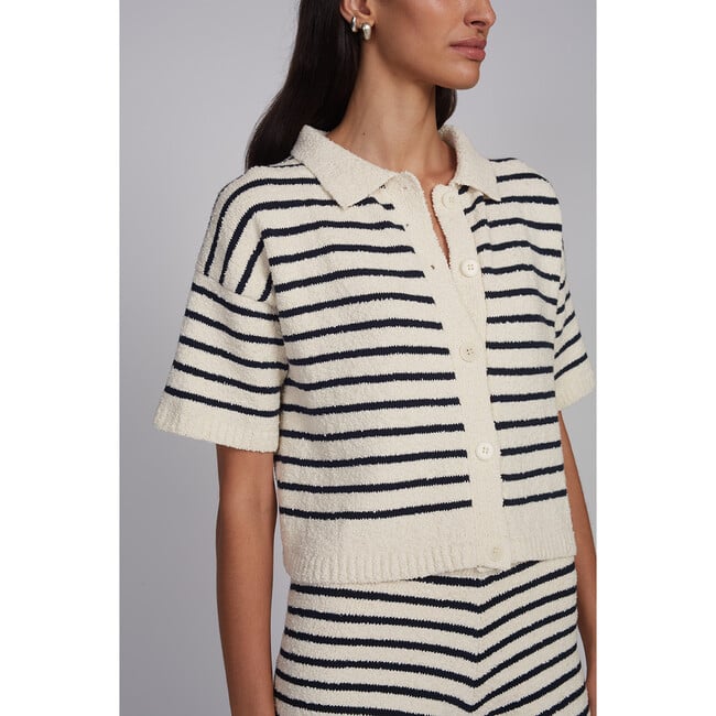Romy Shirt Cardi, Ivory/Navy Stripe - Cardigans - 7