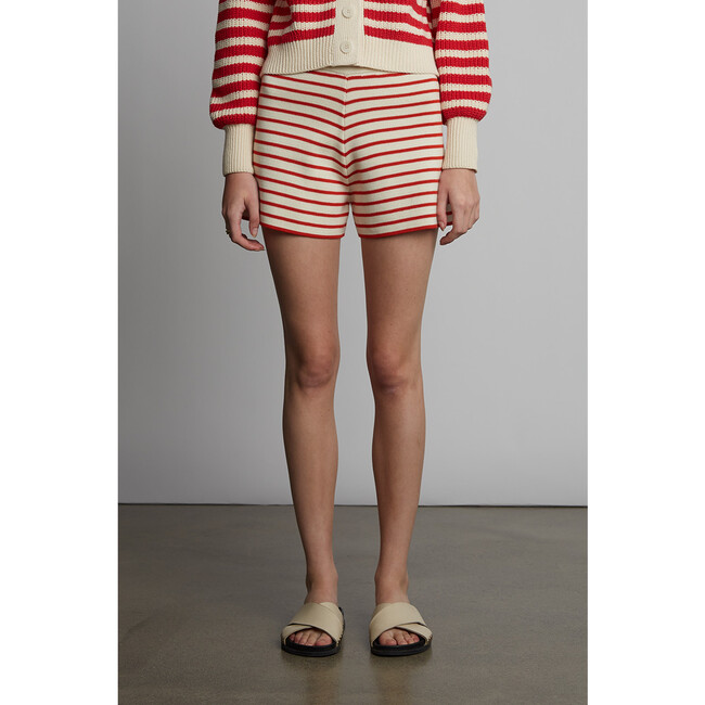 Lea Stripe Short, Ivory/Rosso Stripe