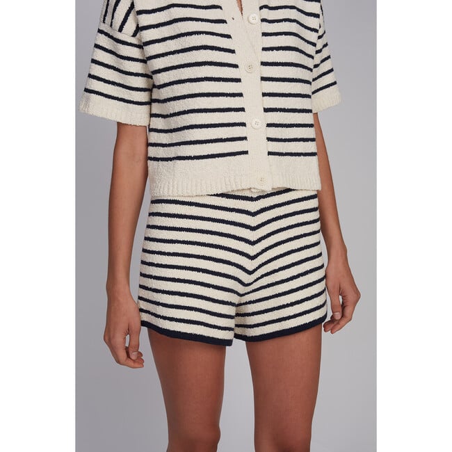 Romy Shirt Cardi, Ivory/Navy Stripe - Cardigans - 8