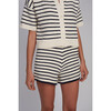Romy Shirt Cardi, Ivory/Navy Stripe - Cardigans - 8 - thumbnail