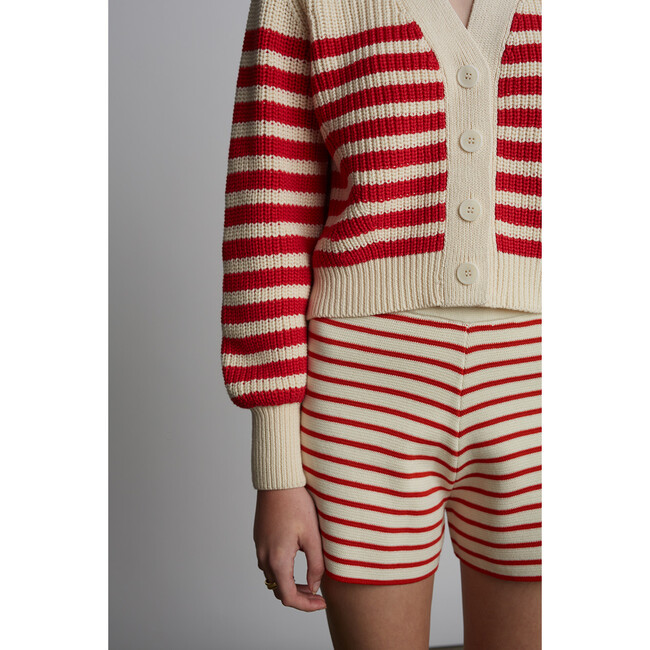 Lea Stripe Short, Ivory/Rosso Stripe - Shorts - 3
