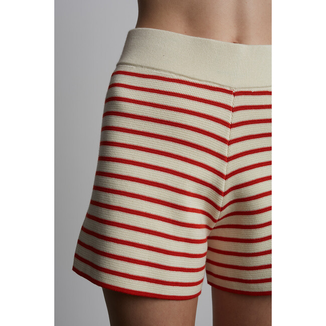 Lea Stripe Short, Ivory/Rosso Stripe - Shorts - 4