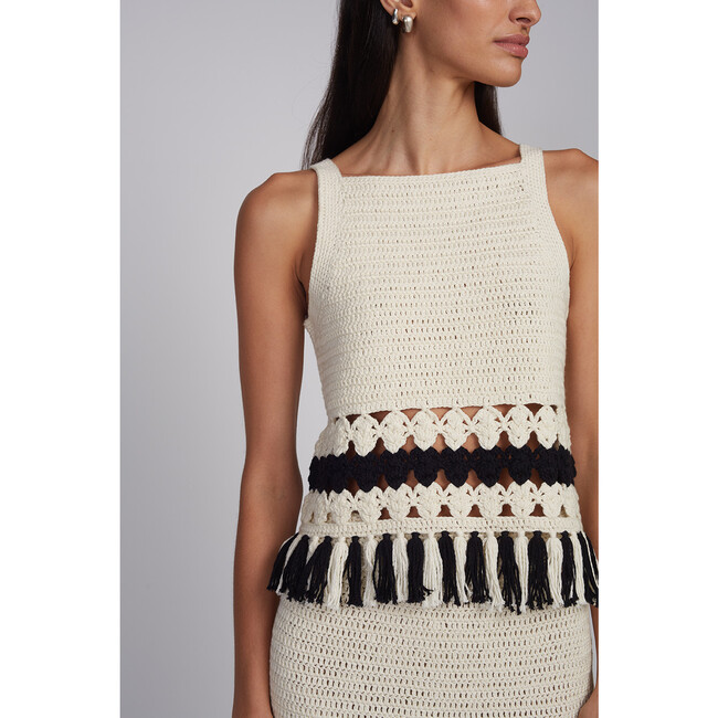 Zelda Top, Ivory/Black Combo - Shirts - 8