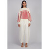 Layla Stripe Sweater, Ivory/Rosso Stripe - Cardigans - 3 - thumbnail