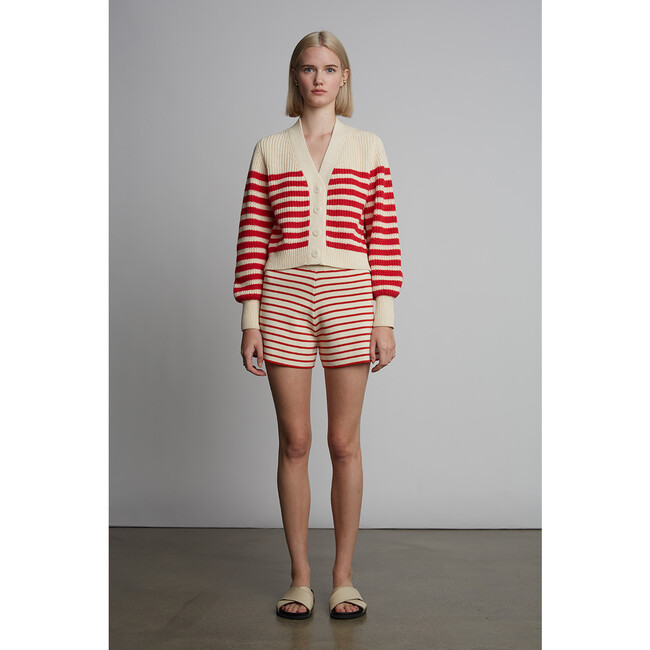 Lea Stripe Short, Ivory/Rosso Stripe - Shorts - 5