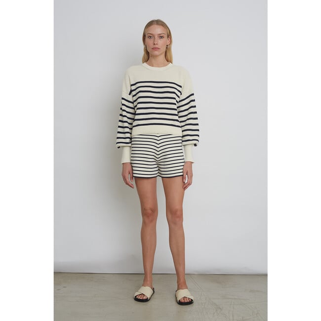 Lea Stripe Short, Ivory/Navy Stripe - Shorts - 4