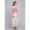 Layla Stripe Sweater, Ivory/Rosso Stripe - Cardigans - 4 - thumbnail