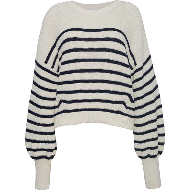 Layla Stripe Sweater, Ivory/Navy Stripe