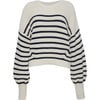 Layla Stripe Sweater, Ivory/Navy Stripe - Cardigans - 1 - thumbnail