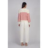 Layla Stripe Sweater, Ivory/Rosso Stripe - Cardigans - 6 - thumbnail