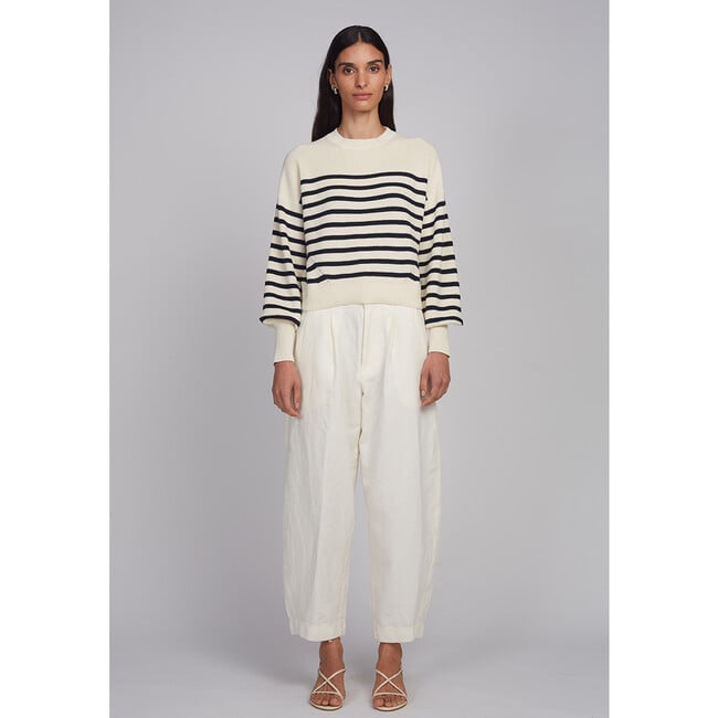 Layla Stripe Sweater, Ivory/Navy Stripe - Cardigans - 3