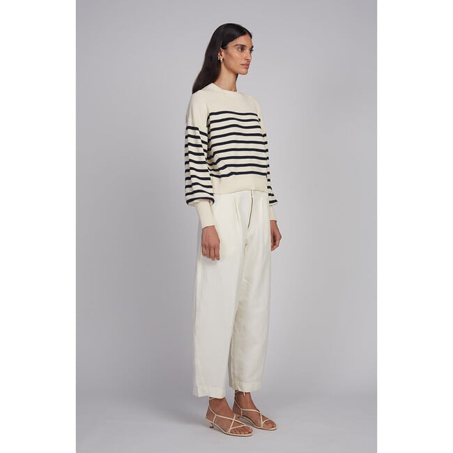 Layla Stripe Sweater, Ivory/Navy Stripe - Cardigans - 4