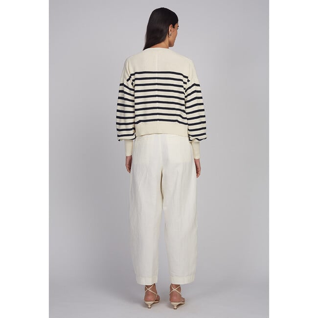 Layla Stripe Sweater, Ivory/Navy Stripe - Cardigans - 5