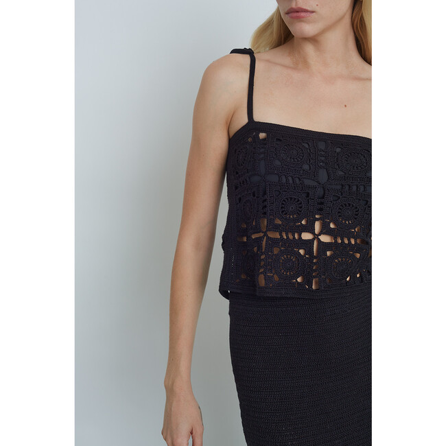 Iola Crochet Top, Black - Shirts - 4