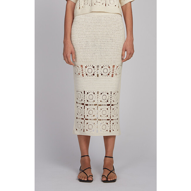 Jana Crochet Skirt, Ivory - Skirts - 6