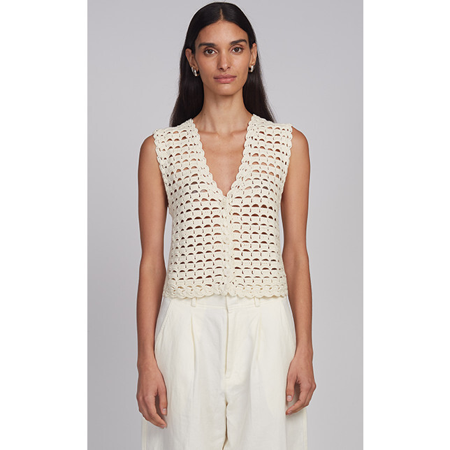 Ellie Crochet Vest, Ivory