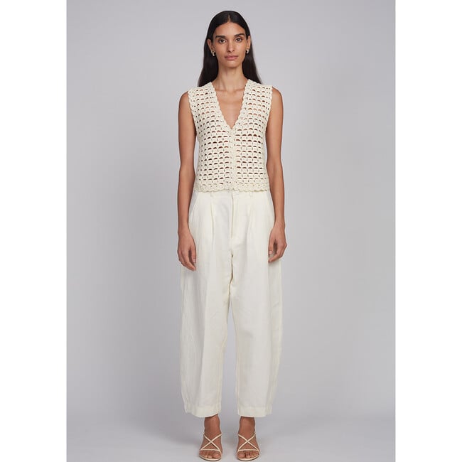 Ellie Crochet Vest, Ivory - Vests - 3
