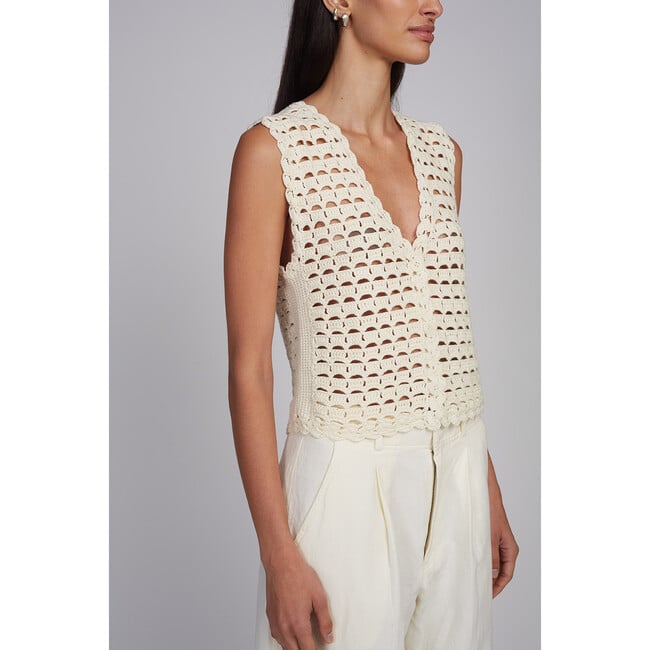 Ellie Crochet Vest, Ivory - Vests - 8