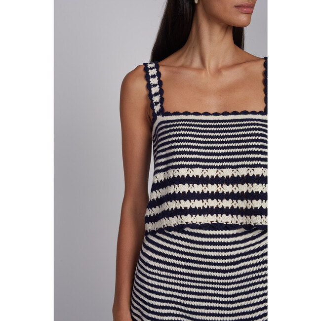 Caria Stripe Top, Ivory/Navy Stripe - Shirts - 8