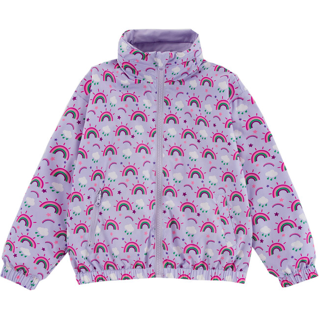 Max Reversible Rain Jacket Windbreaker, Purple Rainbow - Raincoats - 3