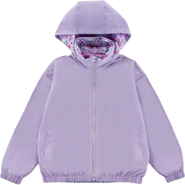Max Reversible Rain Jacket Windbreaker, Purple Rainbow - Raincoats - 4