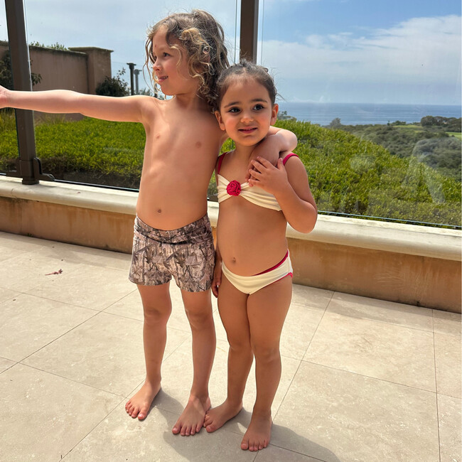 Mini Rosa x Lulu Bikini Set, Cream Raspberry