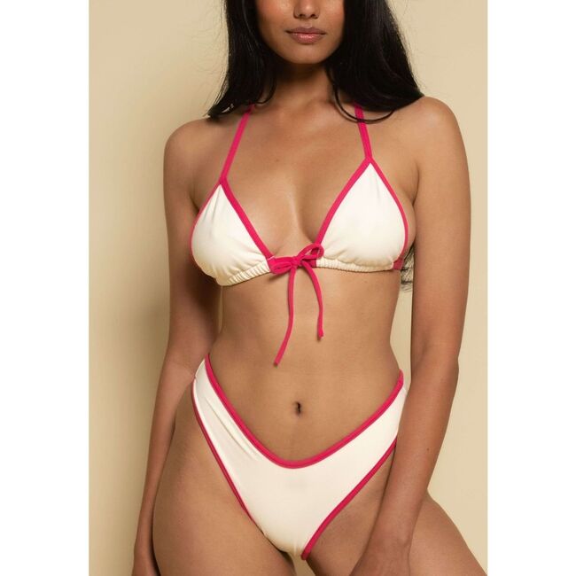 Lulu Bikini Bottom, Cream Raspberry