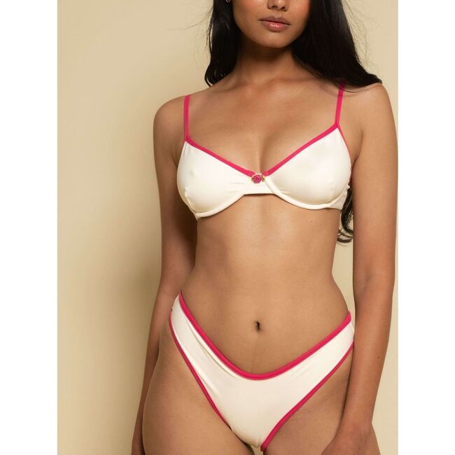 Dainty Bikini Top, Cream Raspberry