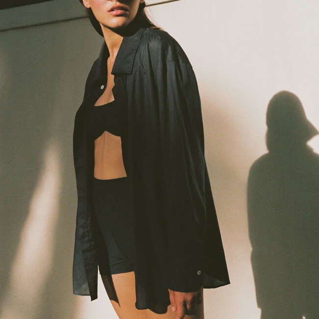 Boyfriend Button Down Shirt, Charcoal