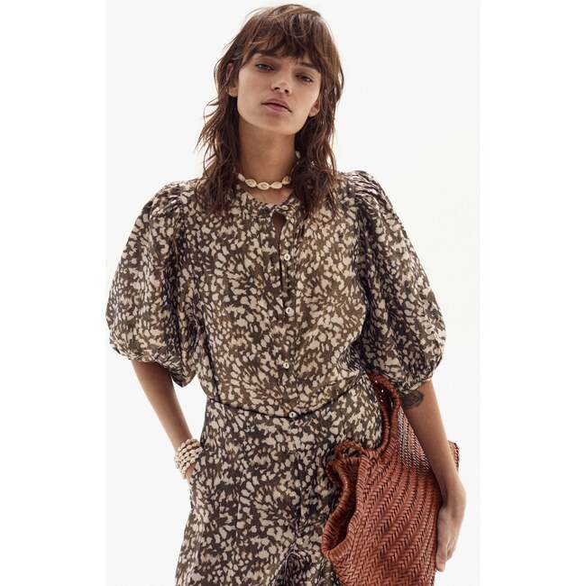 Bubble Metallic Linen Shirt, Impala Print - Shirts - 3