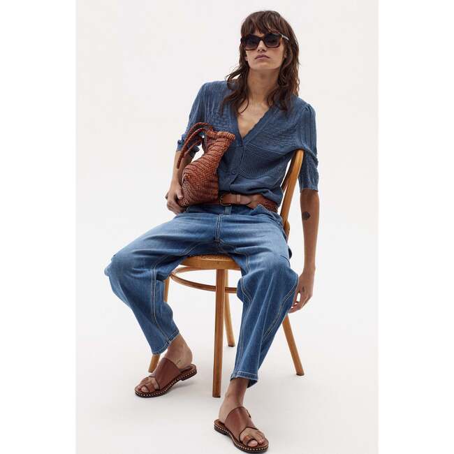 Florence Short Sleeve Cardigan, Denim