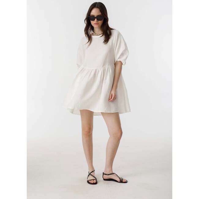Alcala Linen Dress, Off White - Dresses - 3