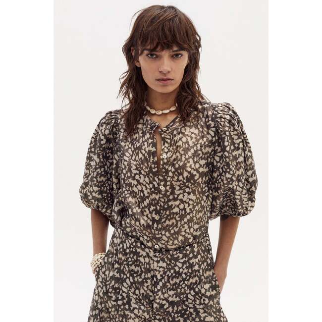 Bubble Metallic Linen Shirt, Impala Print - Shirts - 4