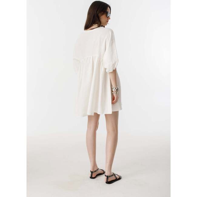 Alcala Linen Dress, Off White - Dresses - 4