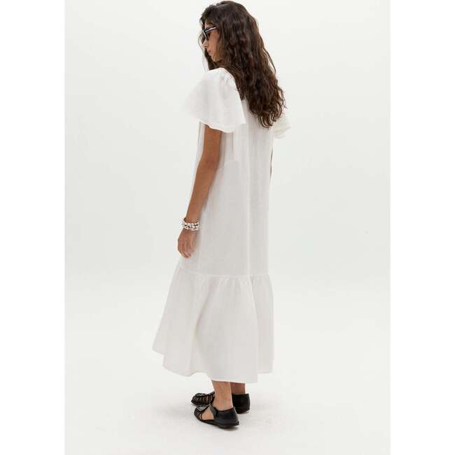 Willow Linen Dress, Off White - Dresses - 4