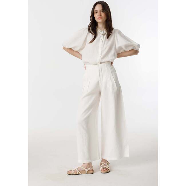 Culotte Linen Pants, Off White - Pants - 5
