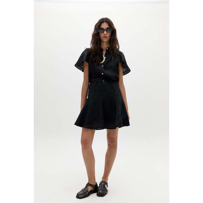 Willow Linen Shirt, Black - Shirts - 3