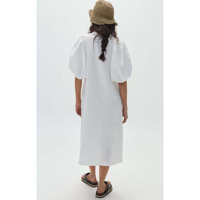 Bubble Linen Dress, Off White - Dresses - 5