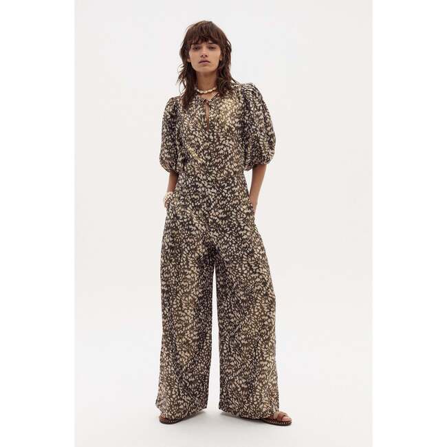 Culotte Metallic Linen Pants, Impala Print - Pants - 5