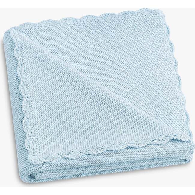 Cotton Knit Blanket, Blue
