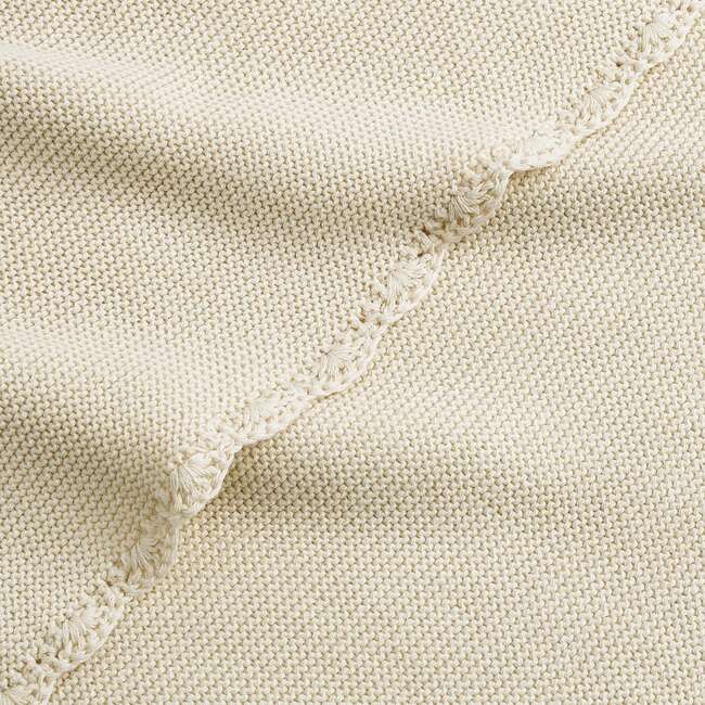 Cotton Knit Blanket, Ivory - Blankets - 3