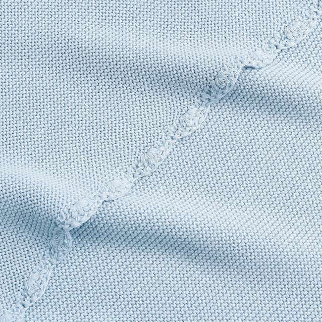 Cotton Knit Blanket, Blue - Blankets - 3